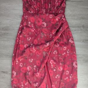 Altar'd State Strapless Floral Burgundy Dress